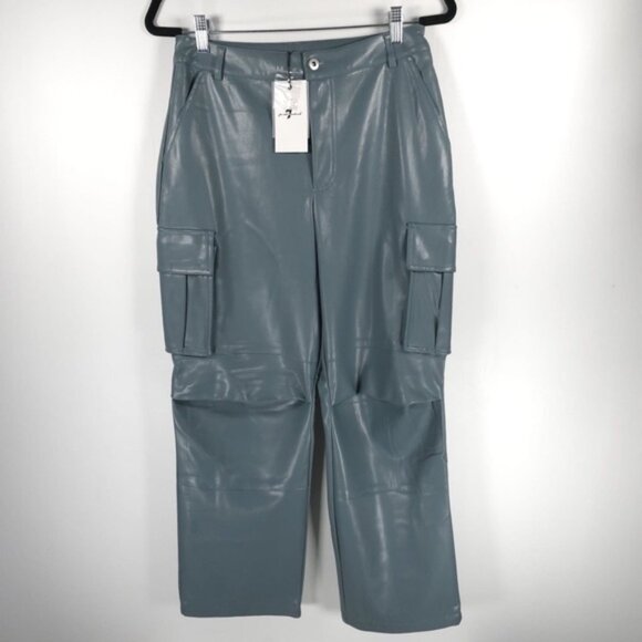 NEW 7 for all mankind FAUX LEATHER Cargo Straight Pants Style 82336 Size S - Picture 4 of 16